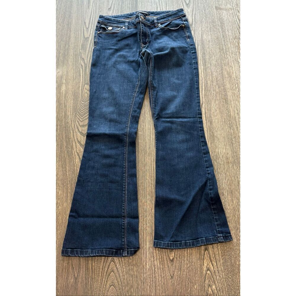 White House Black Market Skinny Flare Jeans Mid Rise Medium Wash Blue Size 6S